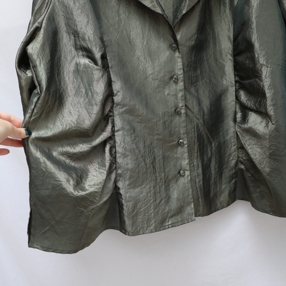 Jane Blue taffeta jacket blazer iridescent green plus size 3X evening shiny fall - Picture 7 of 8